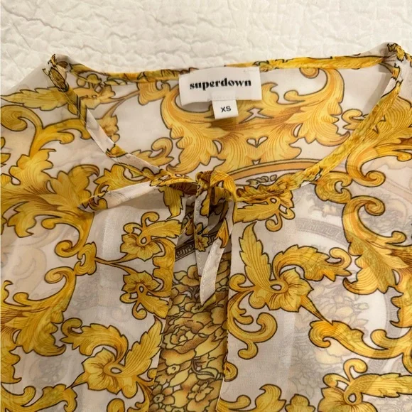 Superdown yellow and white bodysuit with bow - Picture 4 of 13